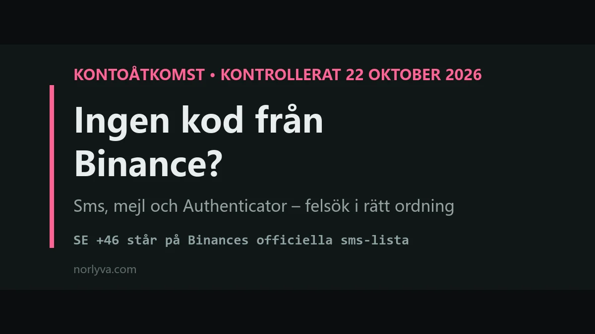 Får du ingen verifieringskod från Binance? Felsök sms, mejl och Authenticator i rätt ordning