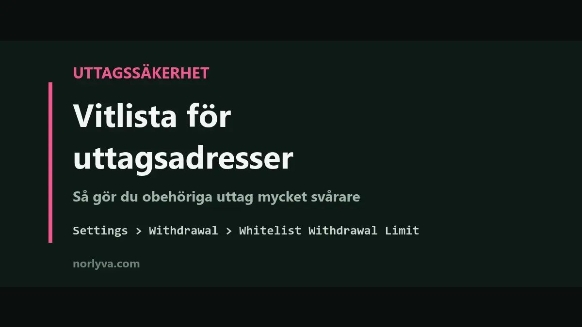 Vitlista för uttag på Binance – och inställningen som faktiskt stoppar en angripare